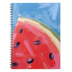Carnet Pastèque rouge   Peinture de fruits à l'aquarelle