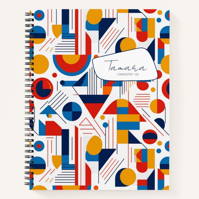 Carnet Pat Abstrait rétro géométrique n° 11 Navy Gold ID1 (Devant)