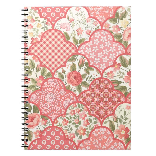 Carnet patchwork floral transparent motif avec roses pa (Devant)