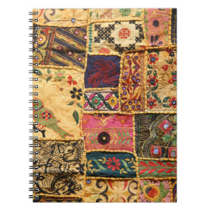 Carnet Patchwork indien : Tissu du marché de Hampi.