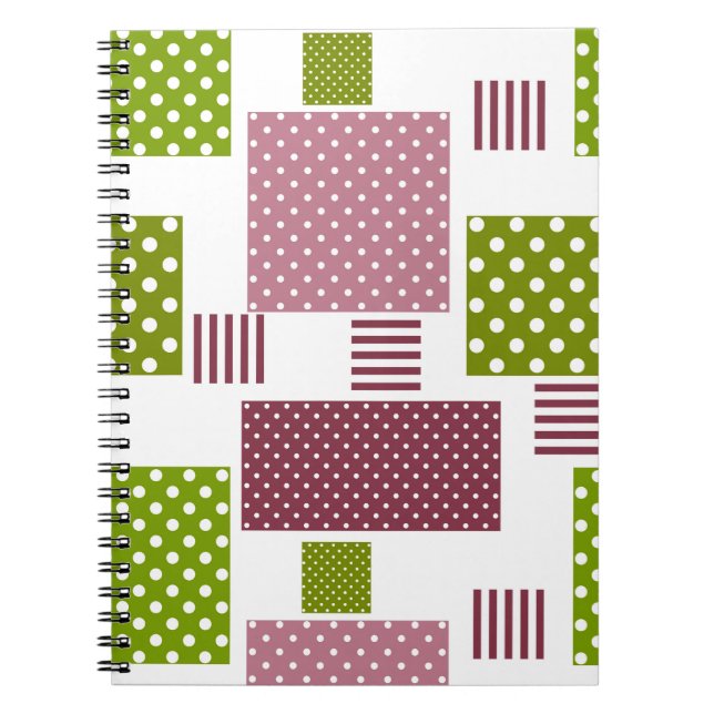 Carnet Patchwork marron vert pois blancs dos (Devant)