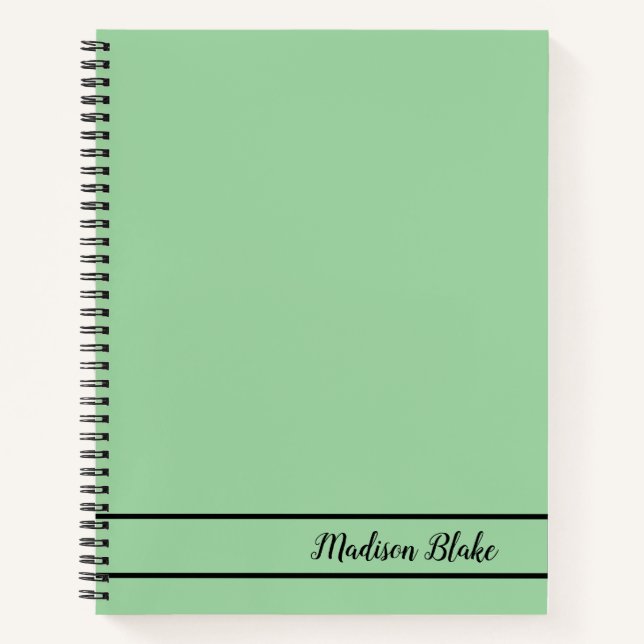 Carnet Pâte Pastel Vert Minimaliste Nom Personnalisable (Devant)