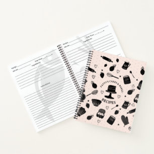 Carnet Pâtisserie Baker Chef Cuisine Ustensile Rose Black