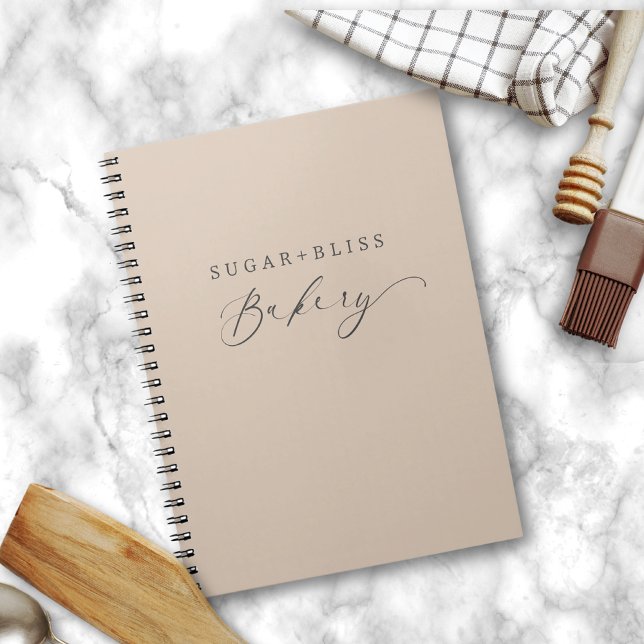 Carnet Pâtisserie Moderne Écriture Manuscrite Brun Clair  (Créateur téléchargé)