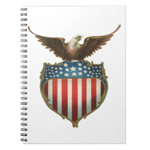 Carnet Patriotisme vintage, aigle fier au-dessus du drape