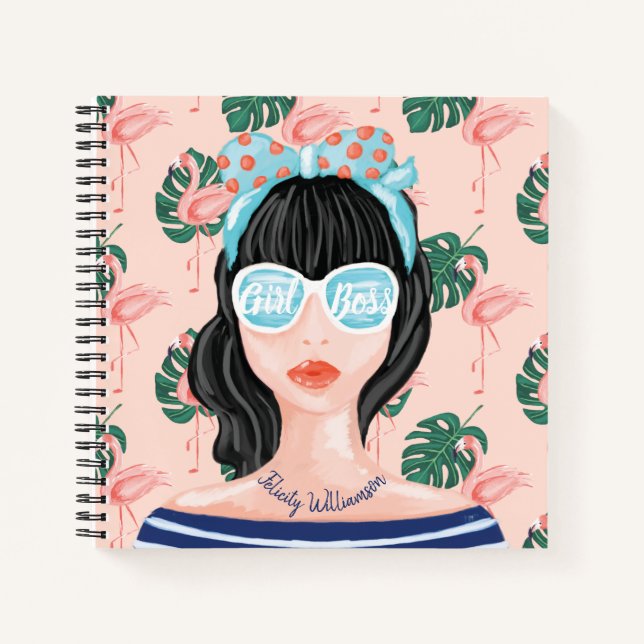 Carnet Patron de fille | Beauté de la plage Flamant rose  (Devant)
