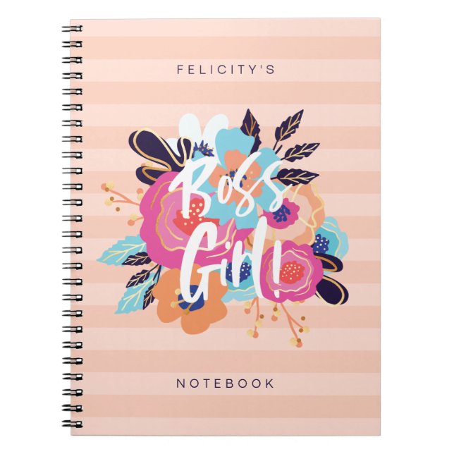 Carnet Patron | Flore audacieuse tendance et rayée (Devant)