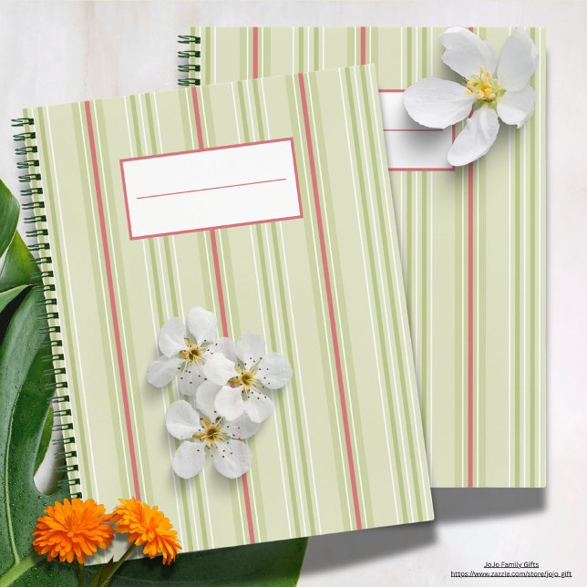 Carnet Patten à rayures rétro simple l Vert (Rustic retro stripped sage green pattern.)