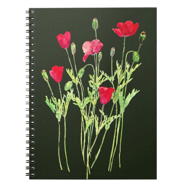 Carnet Pavot rouge prairie estivale, fleurs sauvages (Devant)