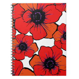 Carnet Pavots oranges rouges audacieux