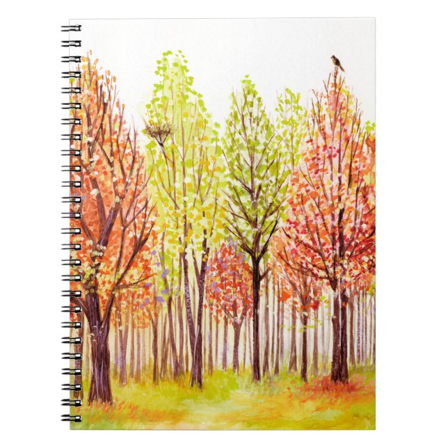 Carnet Paysage aquarelle avec arbres d'automne (Devant)