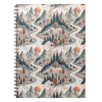 Carnet Paysage de montagne et rivière Motif abstrait Boho