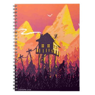 Carnet Paysage de Pixel avec montagnes