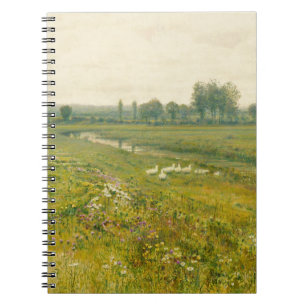 Carnet Paysage de prairie étendu avec oies
