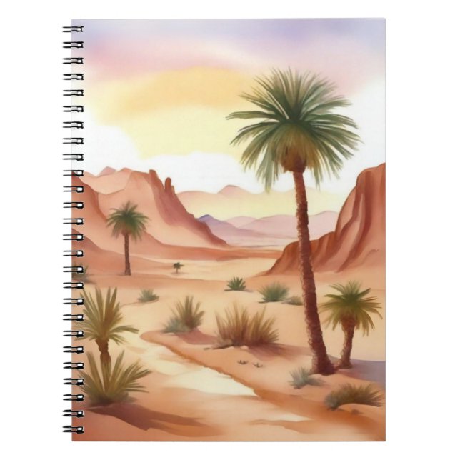 Carnet Paysage du désert avec palmiers dattes (Devant)