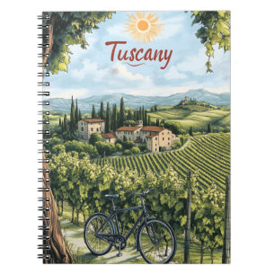 Carnet Paysage toscan avec vignobles et un vélo