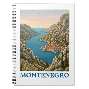 Carnet Paysage vintage de la baie de Kotor au Monténégro 