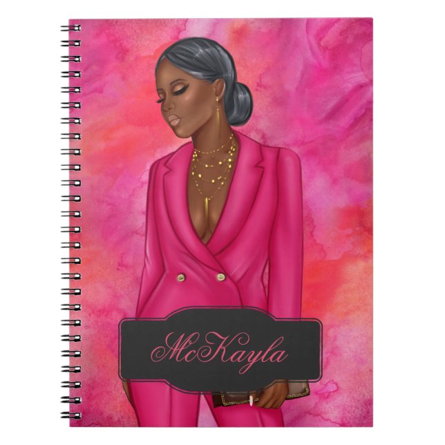 Carnet PDG afro-américain personnalisée Boss Woman (Devant)