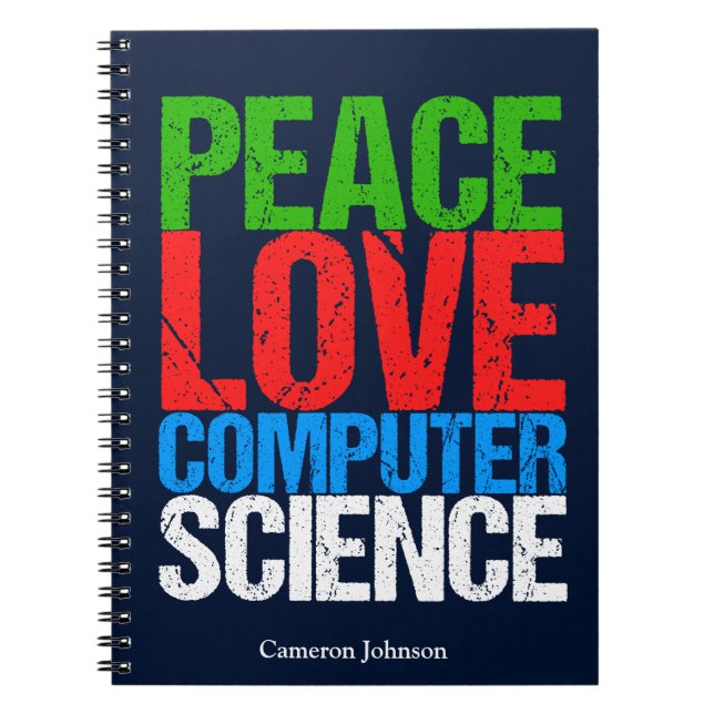 Carnet Peace Love Informatique Programmeur Personnalisé (Devant)