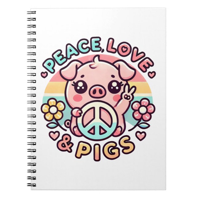 Carnet Peace Love & Pigs (Devant)