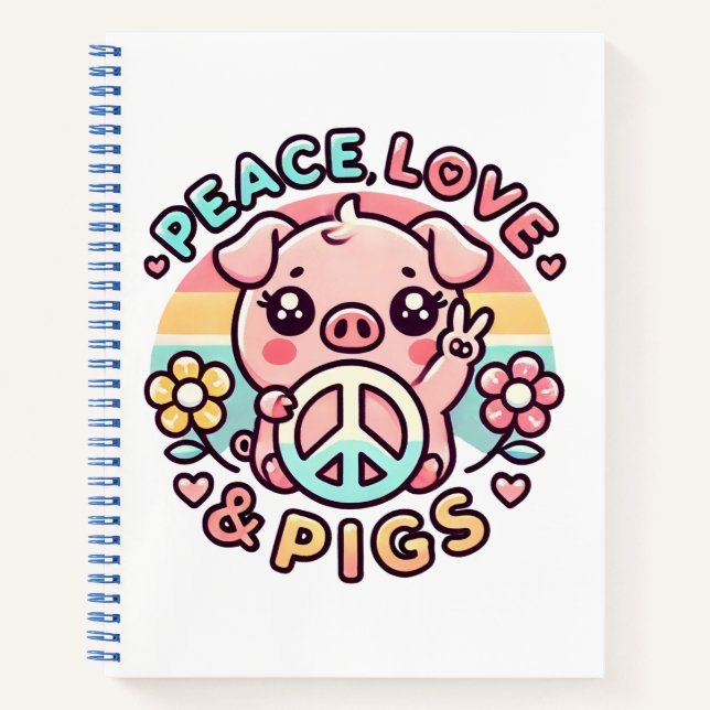 Carnet Peace Love & Pigs (Devant)