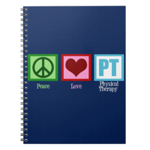 Carnet Peace Love Thérapie physique Bleu PT