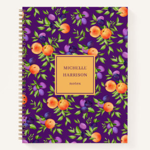 Carnet Peaches Plums Purple Cute Fruit Motif botanique
