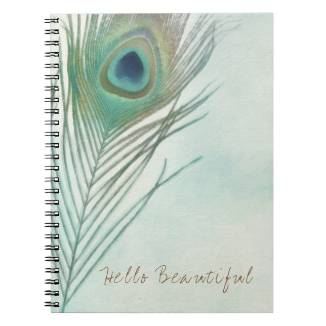 Carnet Peacock Feather Boho Chic Aquarelle personnalisée (Devant)
