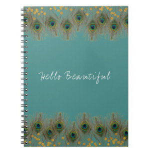 Carnet Peacock Feather & Gold Dots N'IMPORTE QUELLE COULE