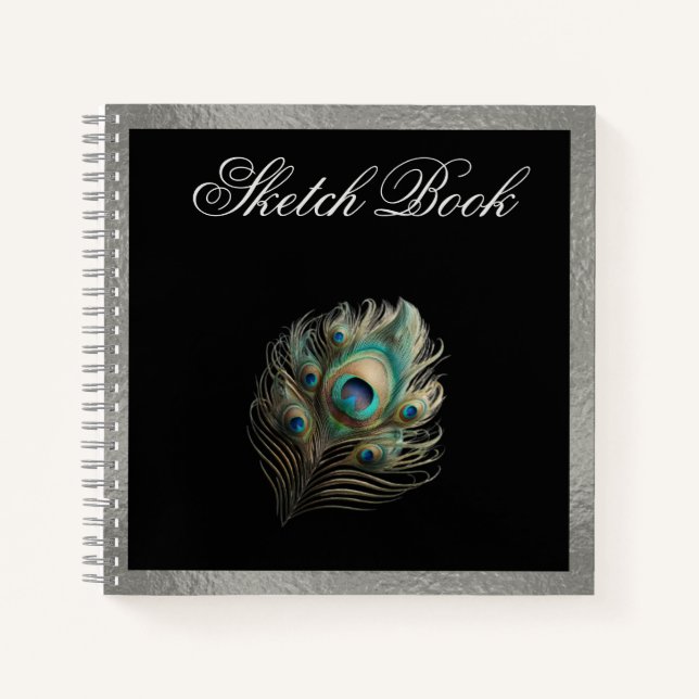 Carnet Peacock Feather, Silver Bordure Dur Couverture Ske (Devant)