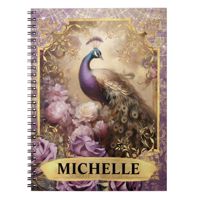 Carnet Peacock violet romantique et Imaginaire Rose (Devant)