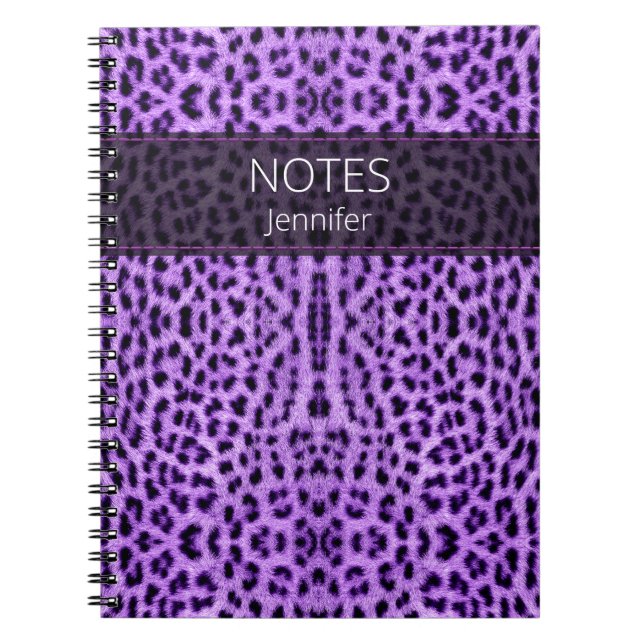 Carnet Peau de léopard pourpre Imprimer Motif Nom personn (Devant)