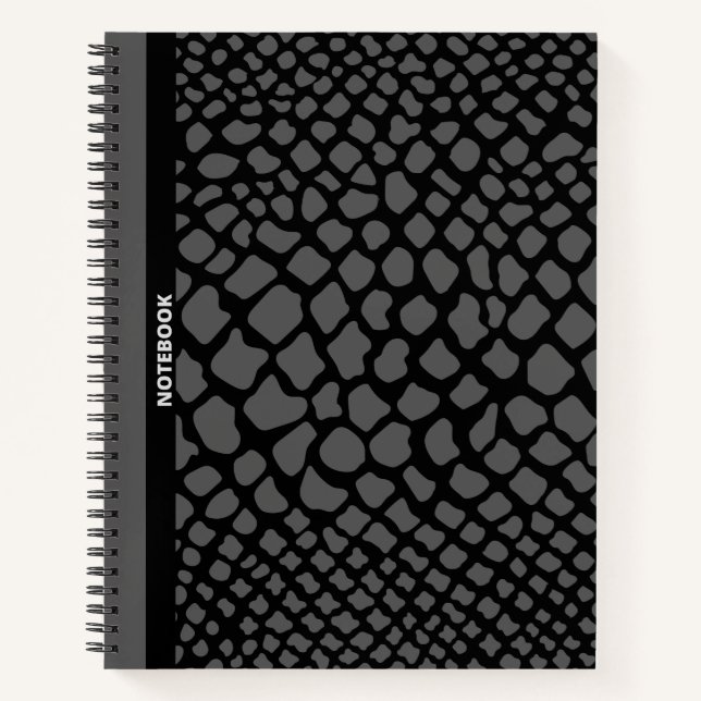 CARNET PEAU DE SERPENTINE NOIRE ET GRISE D'ÉLÉGANCE SNAKE (Devant)