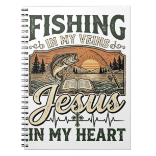 Carnet Pêche dans mes veines Jésus dans mon cœur Vintage