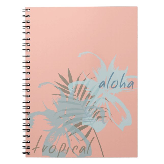 Carnet Pêcher Aqua Blue Tropical Aloha Fleurs (Devant)