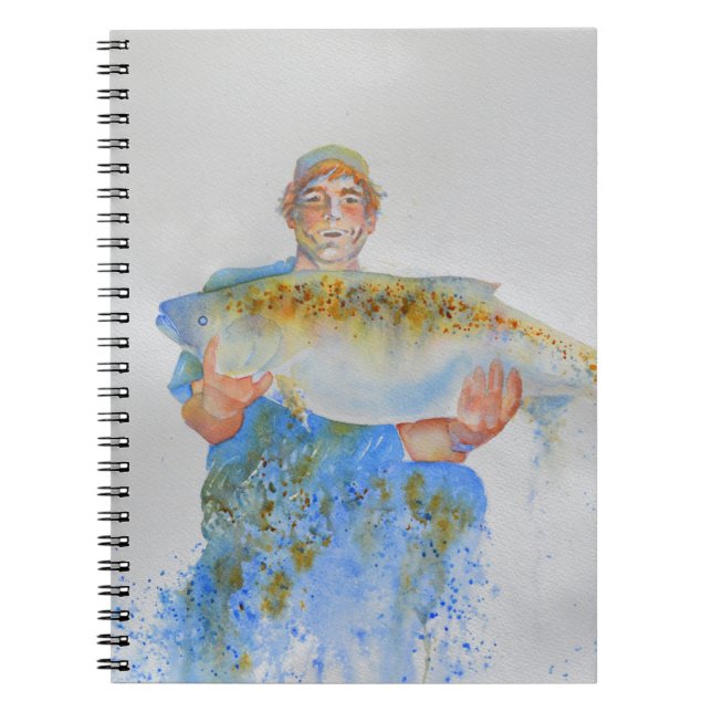 Carnet Pêcheur peinture d'aquarelle cadeau de pêche pour  (Devant)