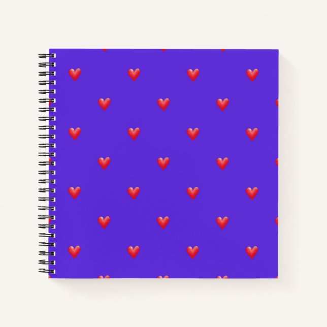 Carnet Peint Coeurs rouges sur violet cadeau de la Saint- (Devant)