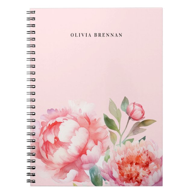 Carnet Peinterly Peonies Design floral raffiné (Devant)
