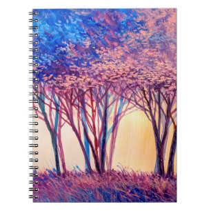 Carnet Peinture à l'huile d'arbres colorés. Image Abstrai