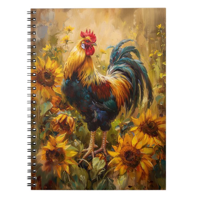 Carnet Peinture à l'huile de coq et de tournesol (Devant)
