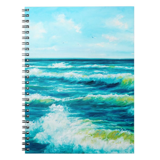 Carnet peinture à l'huile montrant les vagues de l'océan  (Devant)