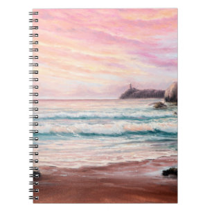 Carnet peinture à l'huile sur le beau coucher de soleil v