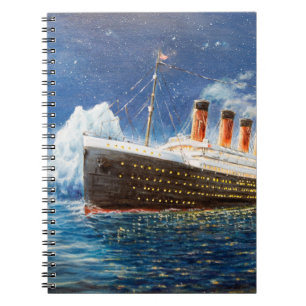 Carnet peinture à l'huile sur Titanic et iceberg dans l'o