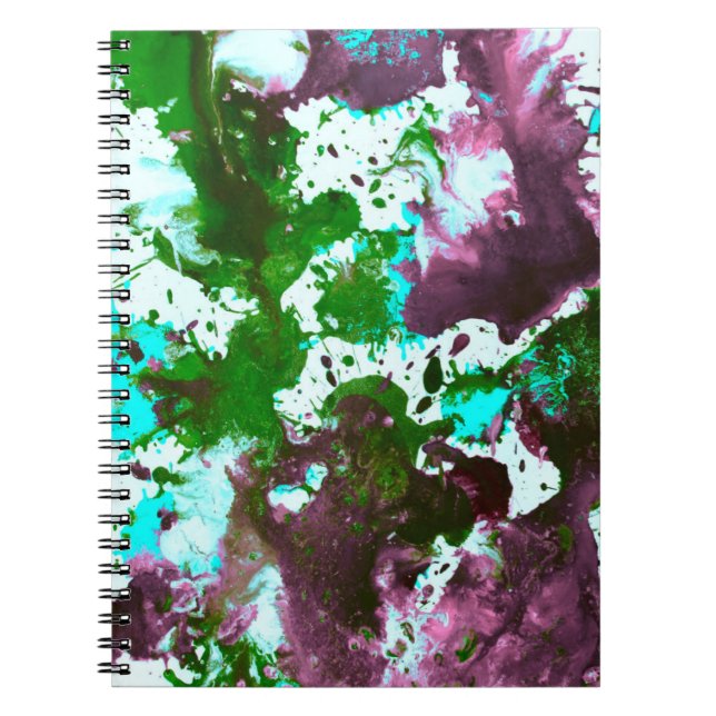 Carnet Peinture Abstraite colorée vert et violet (Devant)