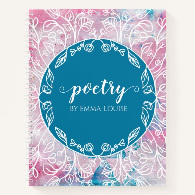 Carnet Peinture Abstraite florale Poésie personnalisée (Devant)
