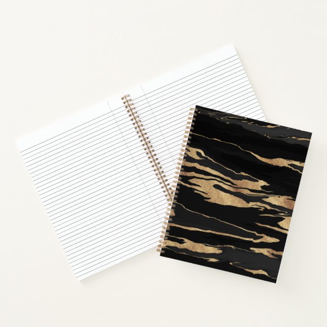 Carnet Peinture Abstraite Marbre Noir Or (Intérieur)