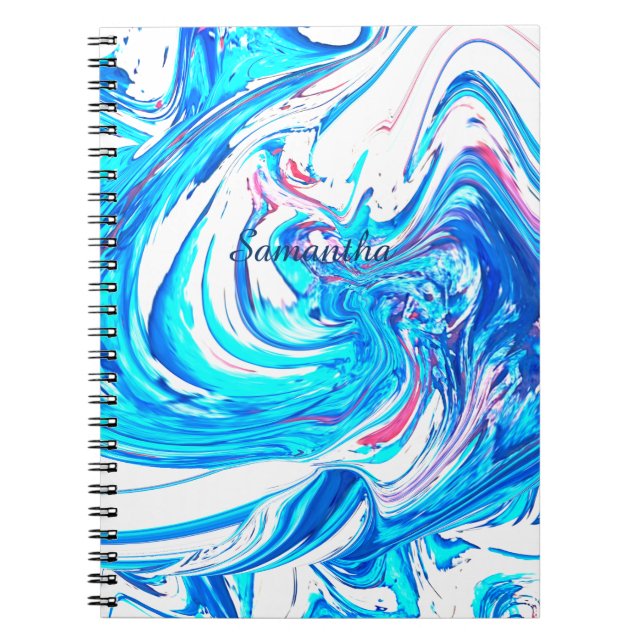 Carnet Peinture Acrylique Bleue Abstrait Splter Swirl (Devant)