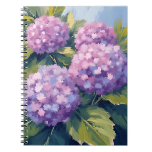 Carnet Peinture aquarelle florale Hortensias violets