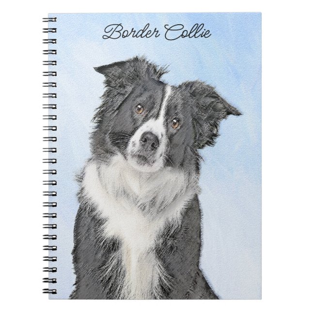 Carnet Peinture Collie Bordure - Joli art original chien (Devant)
