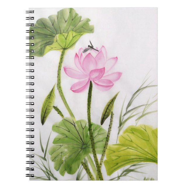 Carnet Peinture d'aquarelle de la fleur de Lotus 2 (Devant)